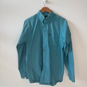 Ariat Pro Series Men's Teal Checkered Button Down Shirt